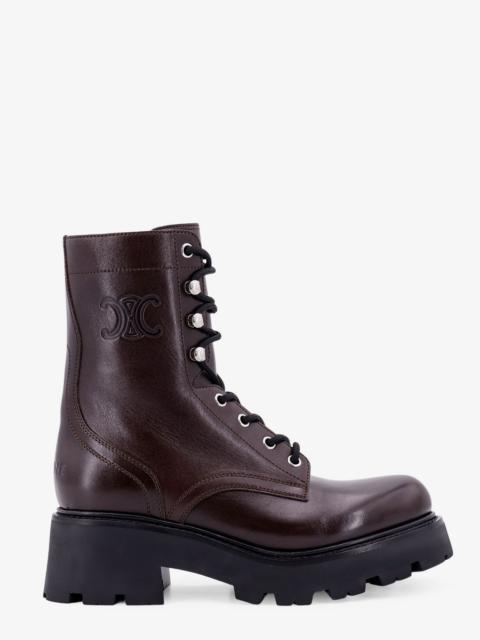Celine Women Leather Boots With Engraved Logo