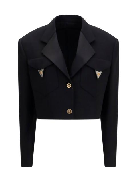 VERSACE Versace Cropped Wool Blazer Black Women