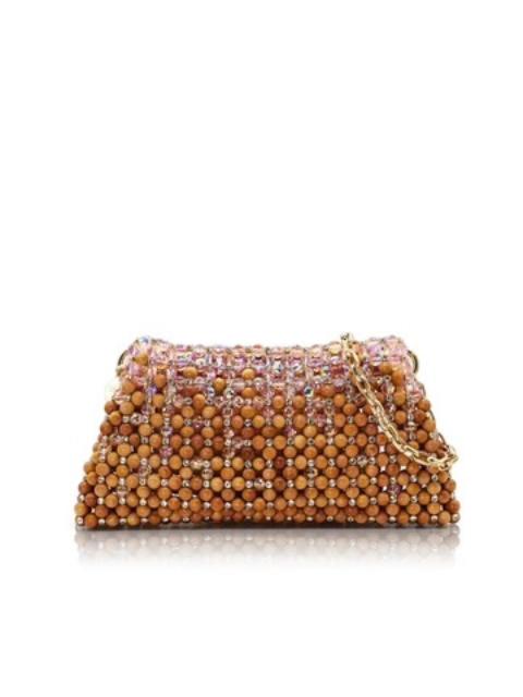 Other Designers Palera Milano – Maxi Crystal Pouch – Wood/Rare Pink