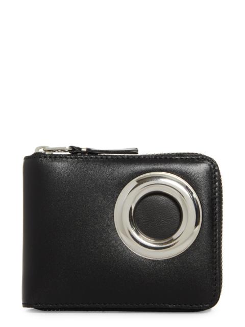 Comme Des Garçons Comme des Garçons Wallets Small Eyelet Leather Half Zip Wallet in Black at Nordstrom