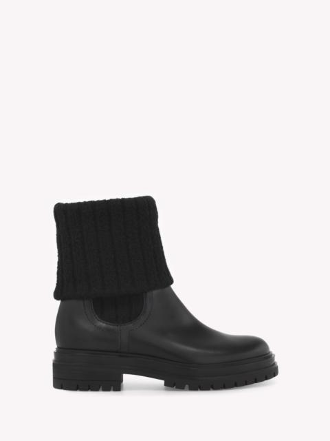 Gianvito Rossi Tenney Bootie in Black Calf And Fabric at Nordstrom