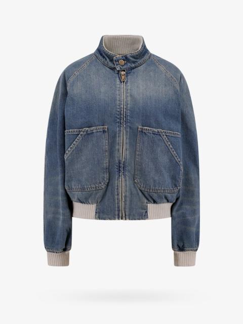 Golden Goose Deluxe Brand Ianira Denim Jacket With Knitted Ribbed Profiles