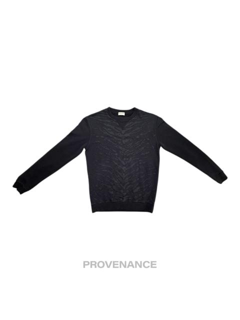 SAINT LAURENT Saint Laurent Paris SLP Crewneck- Black Tiger Stripe