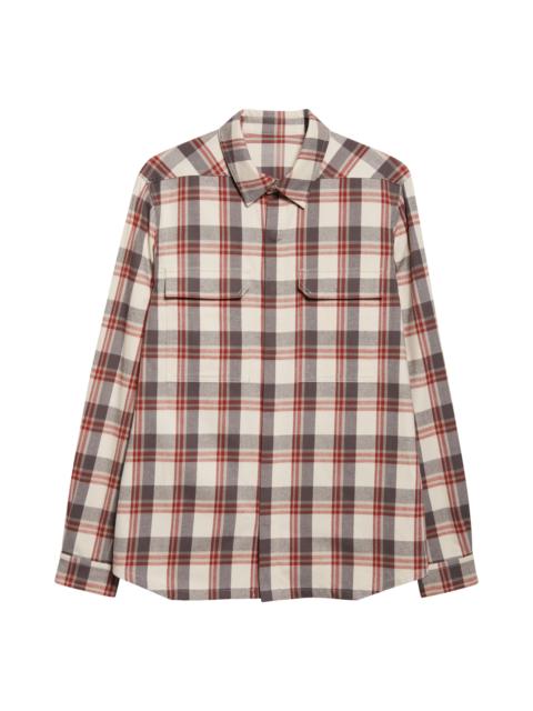 Rick Owens Rick Owens Plaid Cotton Overshirt in Milk Plaid at Nordstrom