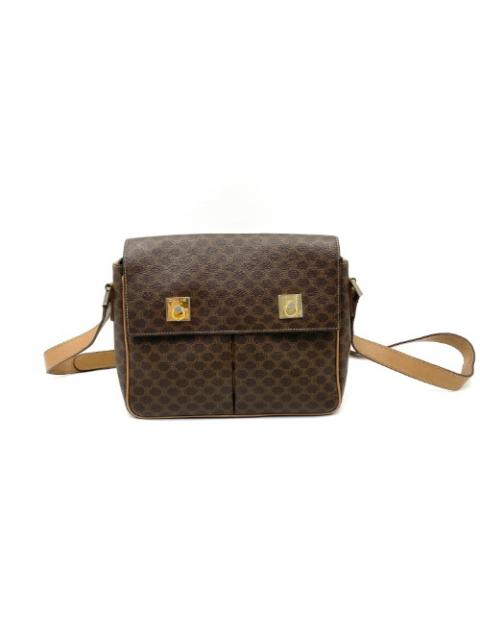 CELINE Celine Brown Macadam Two-Pocket Crossbody Bag