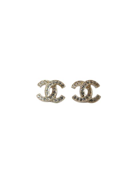 CHANEL Chanel Crystal CC Logo Stud Earrings