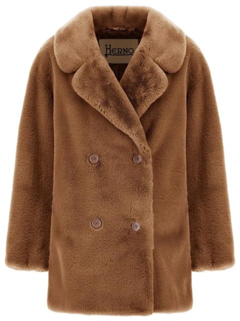 Herno Herno Women Cappotto Doppiopetto In Ecopelliccia