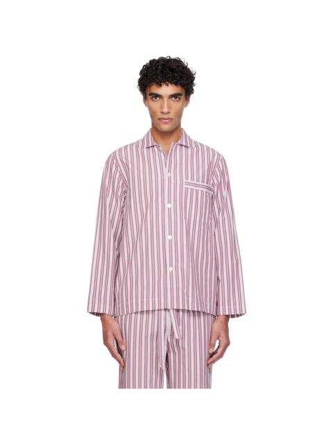 TEKLA Pink & White Poplin Long-Sleeved Pyjama Shirt