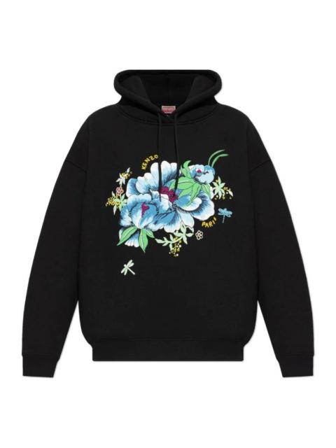 KENZO Kenzo Peonies Embroidered Oversized Cotton Hoodie