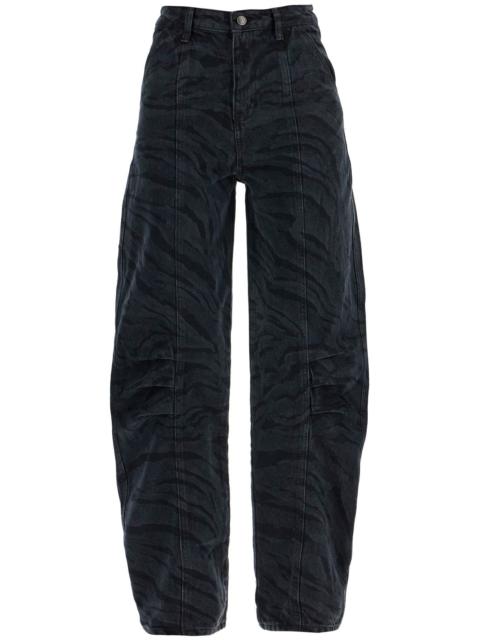 ROTATE - Rotate Animal Print Barrel Jeans Women