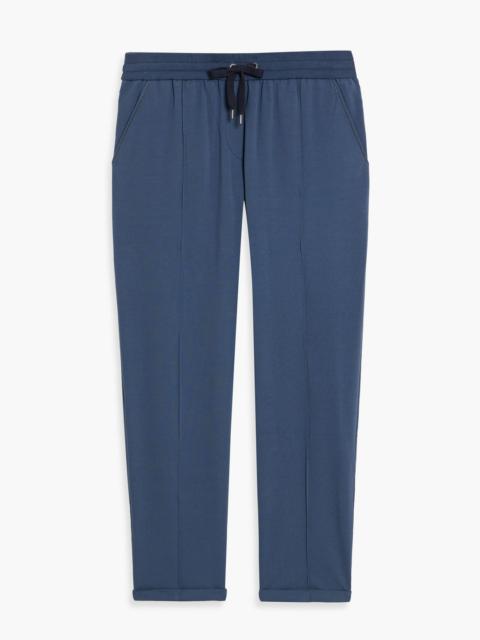 Brunello Cucinelli Bead-embellished French cotton-blend terry track pants