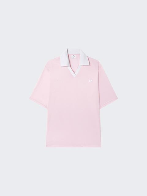 courrèges Oversized Sports Polo Light Pink And Heritage White