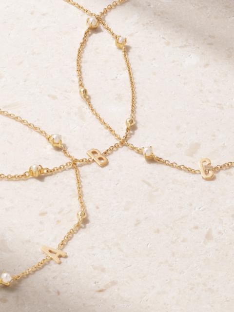 STONE AND STRAND Initial 14-karat Gold Pearl Bracelet