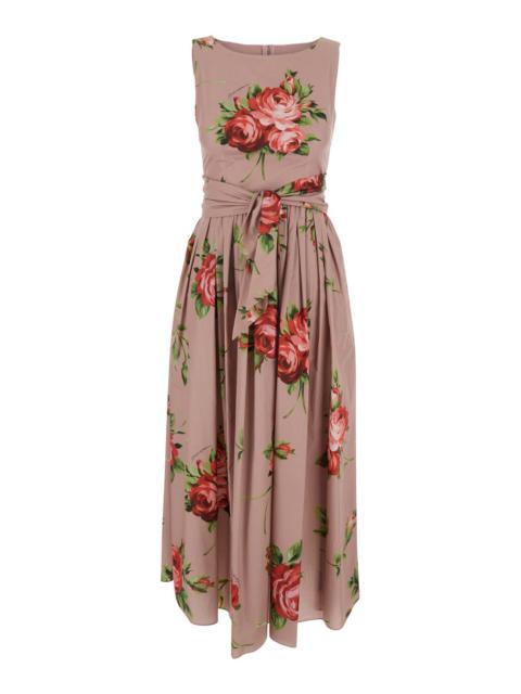 Dolce & Gabbana Dolce & Gabbana Women Pink Dress With Floral Print And Zip Closure At The Back In Cotton For Women