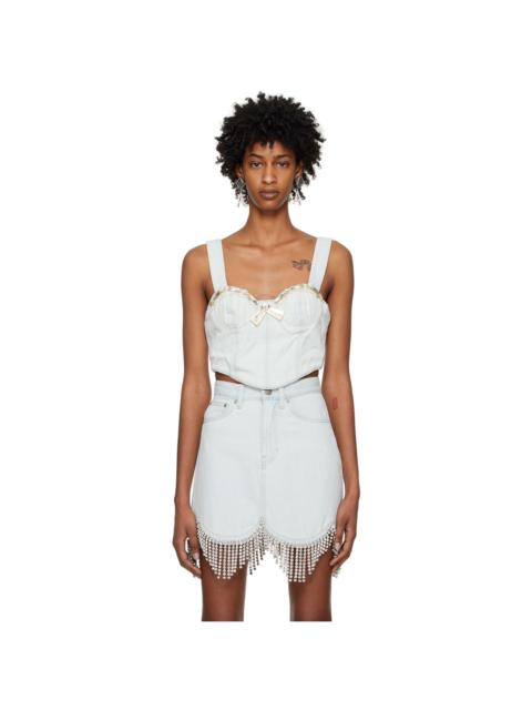 AREA Blue Crystal Trim Camisole