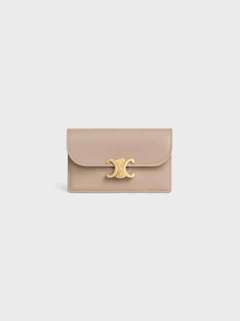 CELINE LONG CARD HOLDER WITH FLAP TRIOMPHE  IN Shiny calfskin