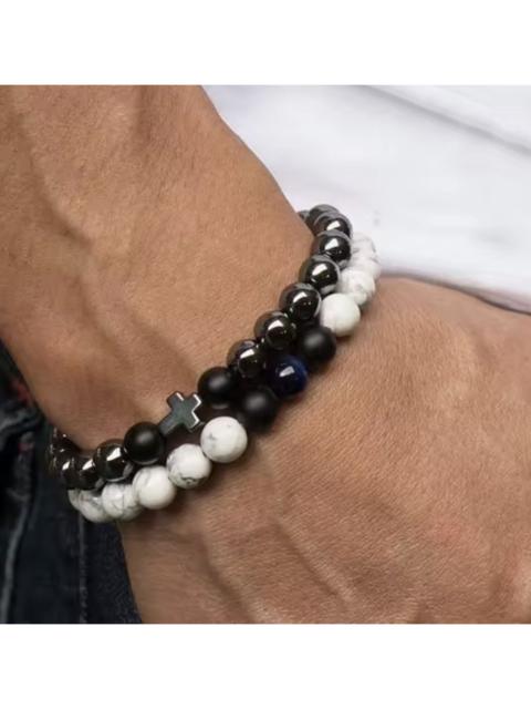 Other Designers Jewelry - Beaded Bracelet Set - Lava Stone, White Howlite,