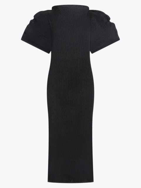 MELITTA BAUMEISTER ZIGZAG RIPPLE SLEEVE MIDI DRESS | BLACK