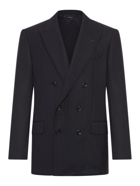 TOM FORD DOUBLE-BREASTED PINSTRIPED WOOL JACKET
