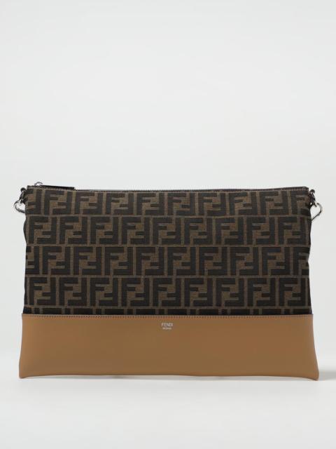 FENDI Fendi leather and fabric pouch with jacquard FF monogram