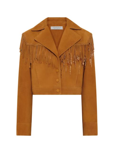 GABRIELA HEARST Azra Fringe Jacket in Cashew Suede with Charms