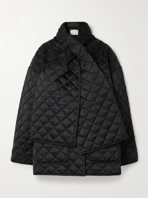 Naxos scarf-detailed quilted recycled-shell jacket Black