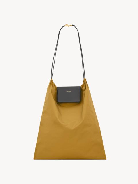 SAINT LAURENT FOULARD FOLDING POUCH IN NYLON AND LEATHER