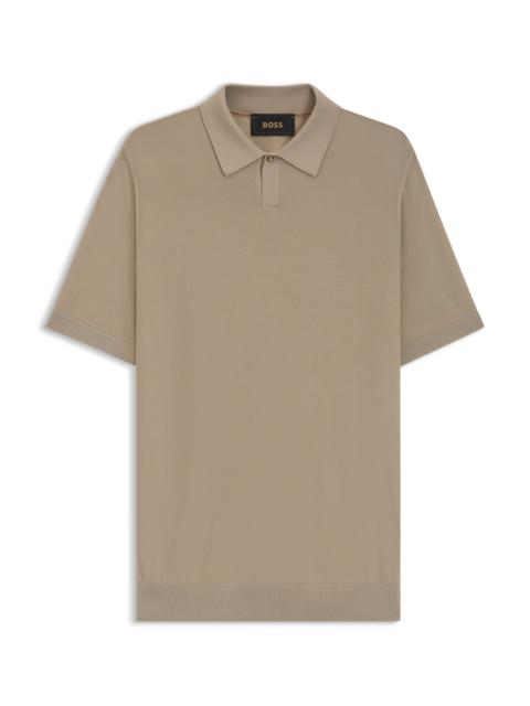 BOSS KNIT POLO IN MERINO WOOL WITH NATURAL STRETCH