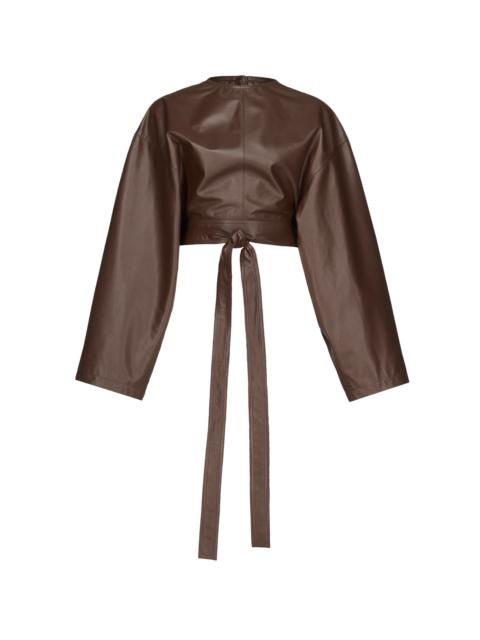 Alaïa Belted Leather Top brown