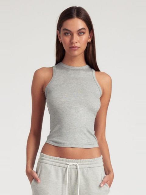 SPRWMN HEATHER GREY RIB HIGH NECK TANK