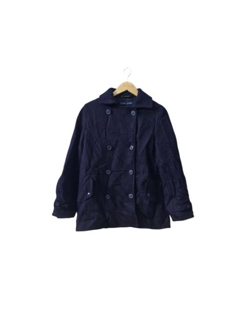 Ralph Lauren Vintage 80s dark navy RALPH LAUREN WOOL double breasted featuring prominent textured button