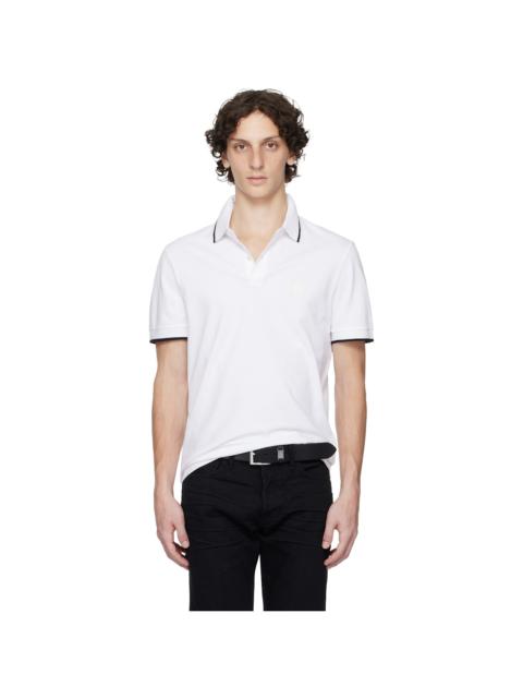 BOSS White Slim-Fit Stretch-Cotton Piqué Polo