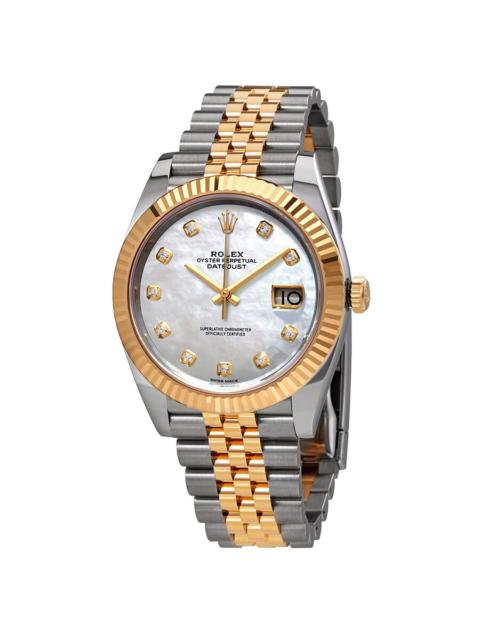 ROLEX Rolex Datejust 41 White Mother of Pearl Dial Automatic Men's Steel and 18K Yellow Gold Jubilee Watch