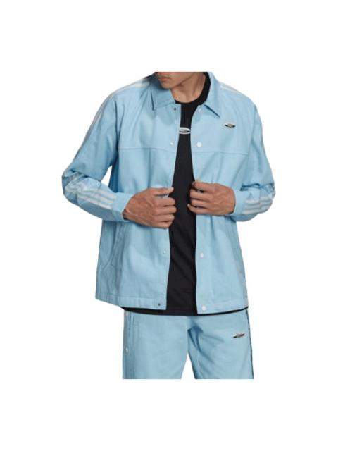 adidas adidas originals Side Stripe lapel Sports Jacket Blue HC9497