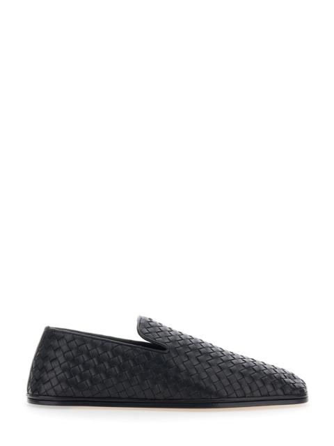 Bottega Veneta Bottega Veneta Men 'Palazzo' Black Loafers With Rounded Toe And Intrecciato Motif In Leather For Men