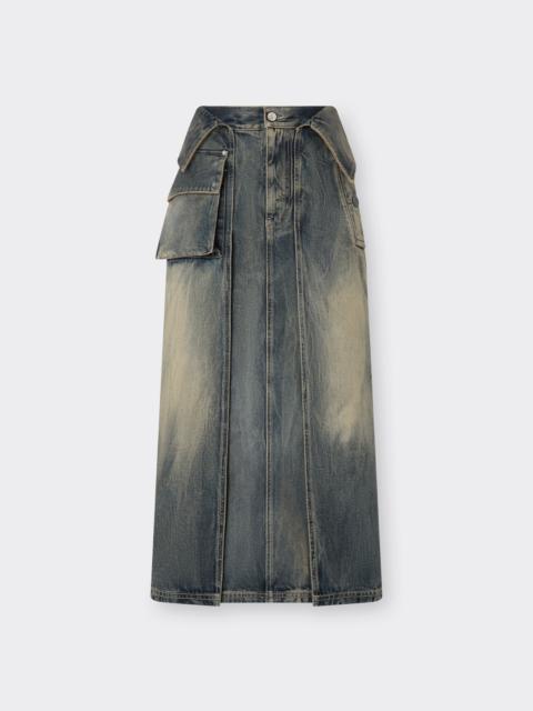 Ferrari Acid-washed denim midi skirt