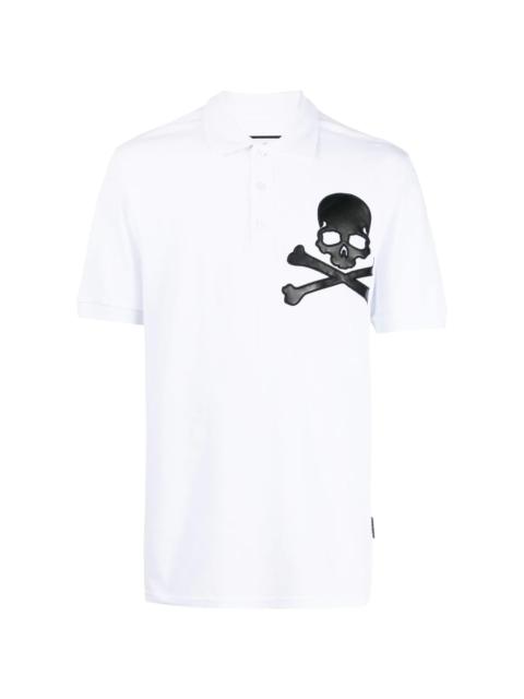 PHILIPP PLEIN Skull-patch cotton polo shirt