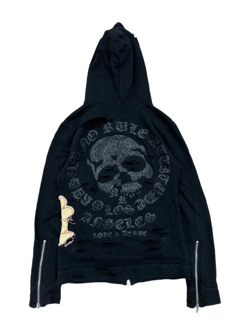 Other Designers Skulls - Japanese Brand Grasum Ripped Destroy Bondage Hoodie Sweater