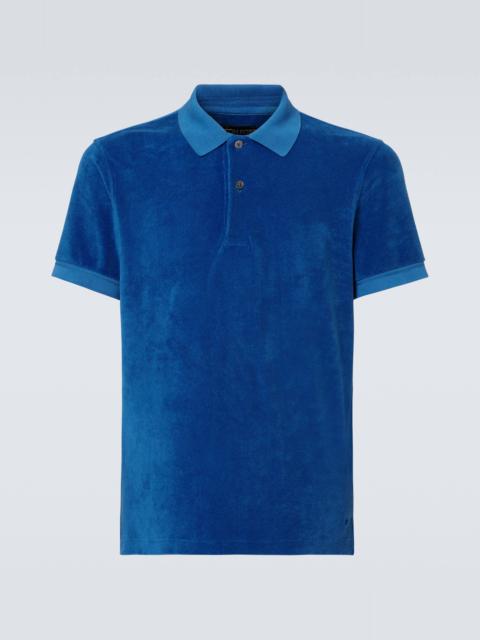 Cotton-blend terry polo shirt
