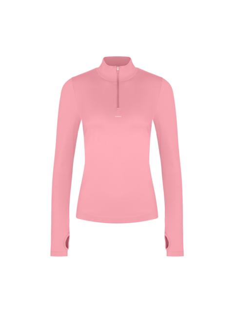 PANGAIA Womens Plant-Stretch Zipped Long Sleeve Top - Dewy Rose