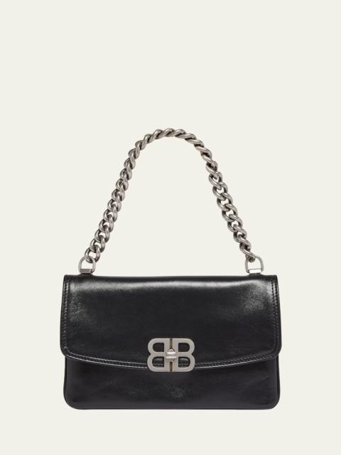 BALENCIAGA BB Soft Leather Phone Wallet on Chain