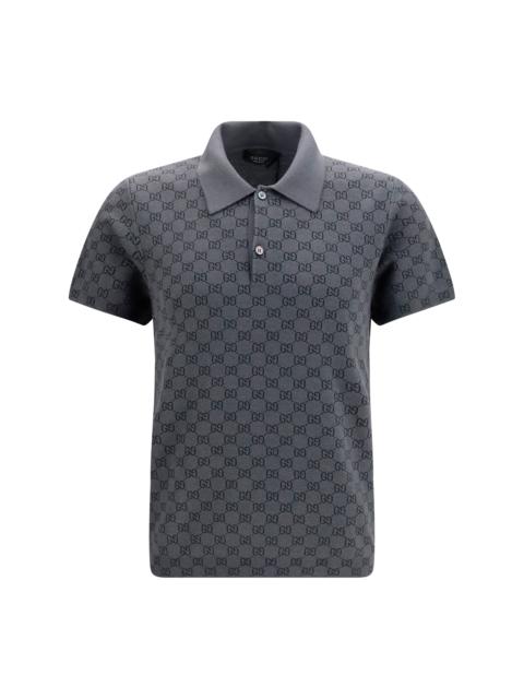 GUCCI Gucci GG Jacquard Wool Silk Polo Shirt New Grey/Rock