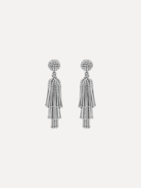 Oscar de la Renta BEADED TIERED TASSEL CLIP-ON EARRINGS