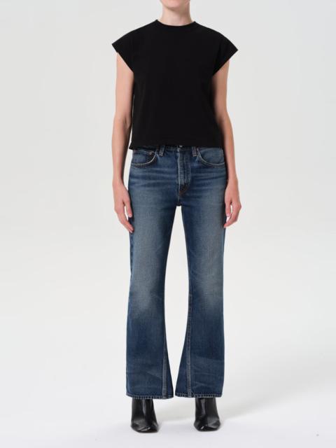 AGOLDE MID RISE KICK BOOT ANKLE IN STENCIL