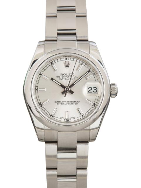 ROLEX Rolex Datejust 31 Ref 178240 Silver Index Dial