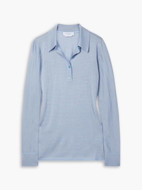 GABRIELA HEARST Banjo striped cashmere and silk-blend polo shirt