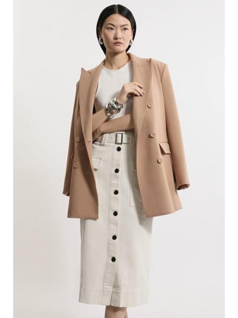 KAREN MILLEN Denim Cargo Pocket Belted Midi Skirt