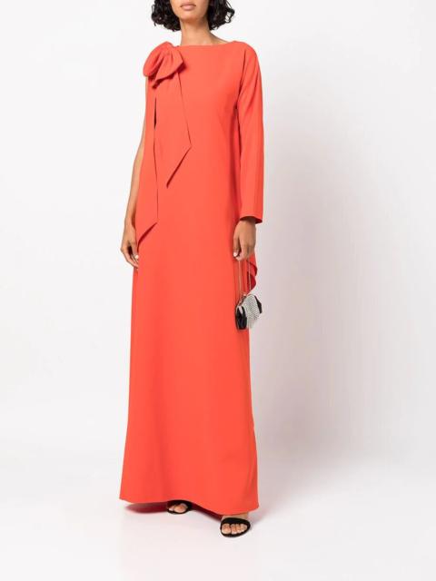 Marchesa ONE ARM DRAPED CREPE KAFTAN WITH BOW