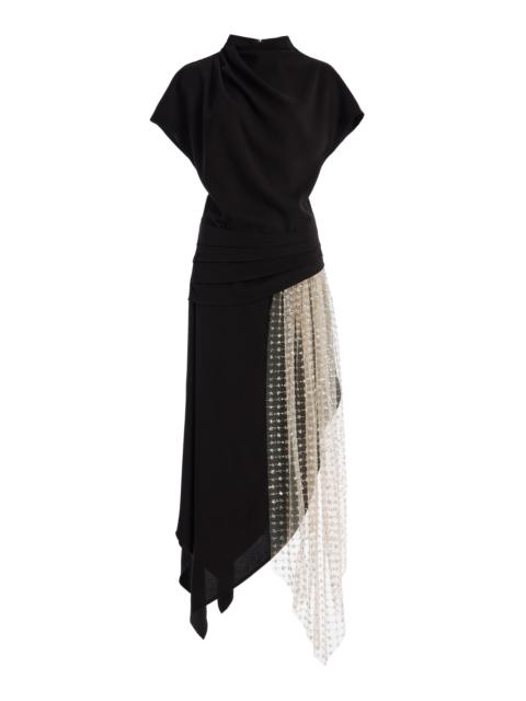 STAUD Effie Beaded Crepe Maxi Dress black