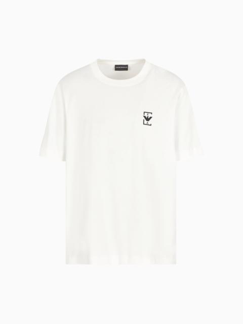 EMPORIO ARMANI ASV JERSEY T-SHIRT WITH RUBBERISED LOGO PRINT